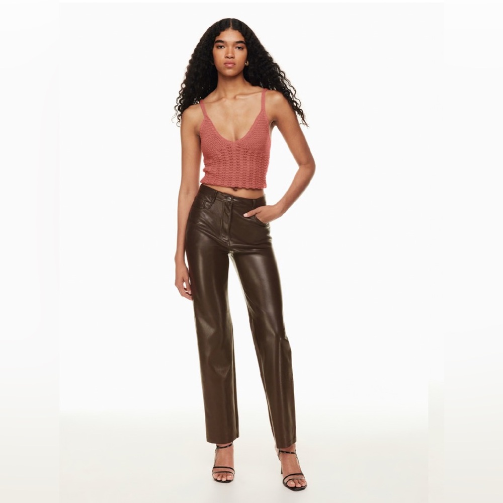 Aritzia Wilfred Melina Ankle Pants Rich Mocha Brown (Dark Brown)Vegan Leather